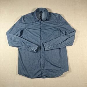 Lululemon Mens Long Sleeve Button Down Mens Large Solid Blue Stretch Comfort